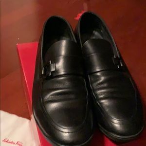 Ferragamo black soft leather shoes w/buckle